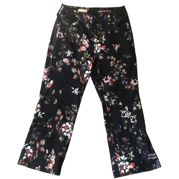 Anthropologie Pants - Pilcro Anthropologie Demilune Boot Floral Pants Sz 26 Black Multicolor MidRise